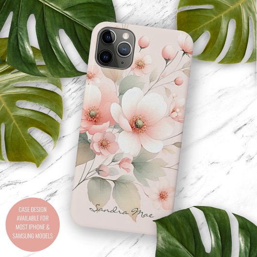 Klassieke verfijnde delicate waterverf bloemen Case-Mate iPhone case
