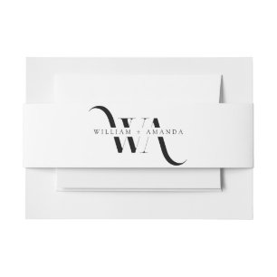 Klassieke verfijnde Monogram Modern Wedding Uitnodigingen Wikkel