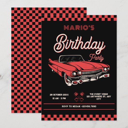 Klassieke verjaardag oldtimer kaart (Voorkant / Achterkant)