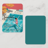 Klassieke verjaardagskaartjes voor een zwembadfees visitekaartje (Voorkant / Achterkant)