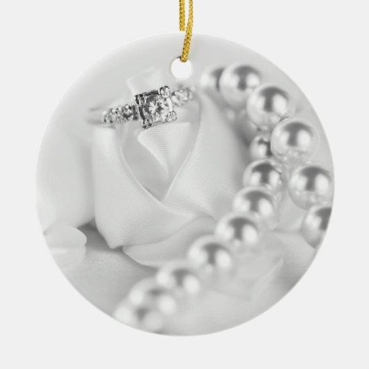 Klassieke Verloving Ring Keramisch Ornament (Voorkant)