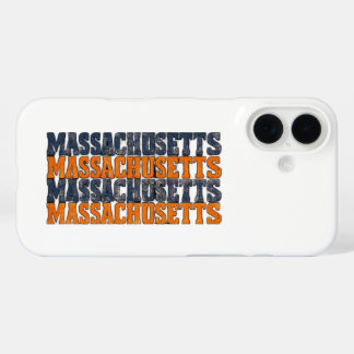 Klassieke, versleten typografie met Massachusetts iPhone 16 Hoesje