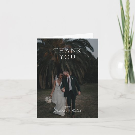 Klassieke verticale foto bruiloft bedankkaart (Voorkant)