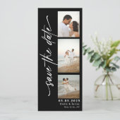 Klassieke Verticale Script Fotostrip Trouwen Save The Date (Staand voorkant)