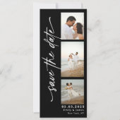 Klassieke Verticale Script Fotostrip Trouwen Save The Date (Voorkant)