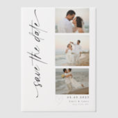 Klassieke Verticale Script Fotostrip Trouwen Vellum Uitnodigingen (Voorkant)