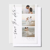 Klassieke Verticale Script Fotostrip Trouwen Vellum Uitnodigingen (Offset)