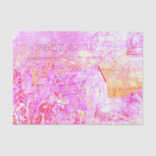 Klassieke vervaagde script paarse landelijke rusti tissuepapier (Voorkant)