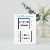 Klassieke vervolgens en nu Afstuderen kondiging fo Briefkaart (Staand voorkant)