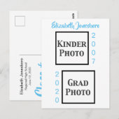 Klassieke vervolgens en nu Afstuderen kondiging fo Briefkaart (Voorkant / Achterkant)