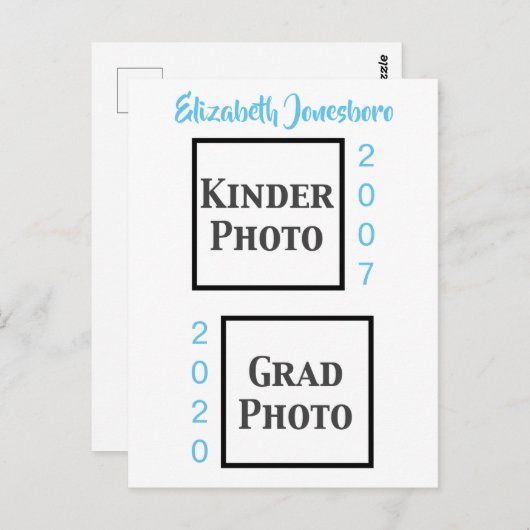 Klassieke vervolgens en nu Afstuderen kondiging fo Briefkaart (Voorkant / Achterkant)