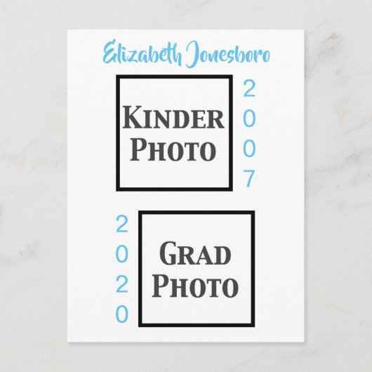 Klassieke vervolgens en nu Afstuderen kondiging fo Briefkaart (Voorkant)