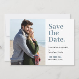 Klassieke Vet Stof Blauw Typografie Save The Date