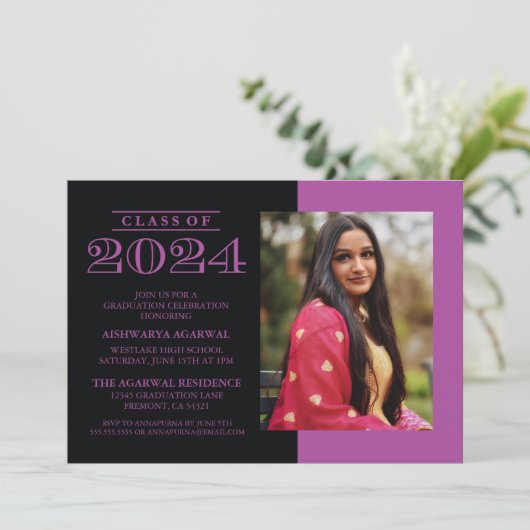 KLASSIEKE VETTE KLASSE VAN 2024 AFSTUDEREN UITNODI KAART (Staand voorkant)