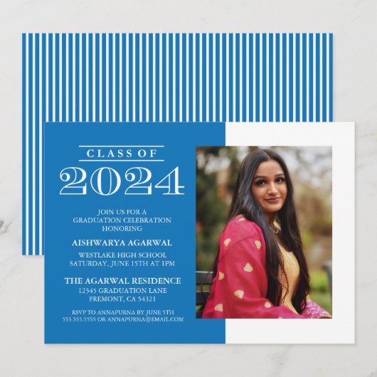 KLASSIEKE VETTE KLASSE VAN 2024 AFSTUDEREN UITNODI KAART (Voorkant / Achterkant)