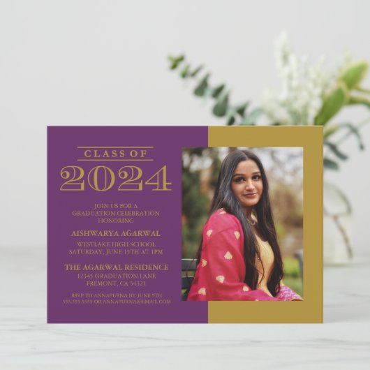 KLASSIEKE VETTE KLASSE VAN 2024 AFSTUDEREN UITNODI KAART (Staand voorkant)