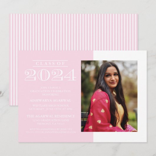 KLASSIEKE VETTE UITGAVE AFSTUDEERUITNODIGING KLAS  KAART (Voorkant / Achterkant)