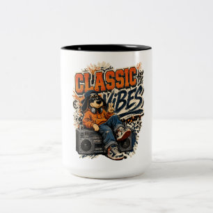 Klassieke Vibe Retro Muziekt-shirt voor Muziek Tweekleurige Koffiemok