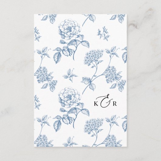 Klassieke Victoriaans Blauwe Bloemen Huwelijk Informatiekaartje (Achterkant)
