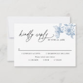 Klassieke Victoriaans Blue Meal Options Wedding RS RSVP Kaartje (Voorkant)