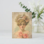 Klassieke Victoriaans dame met Rozen Briefkaart (Staand voorkant)