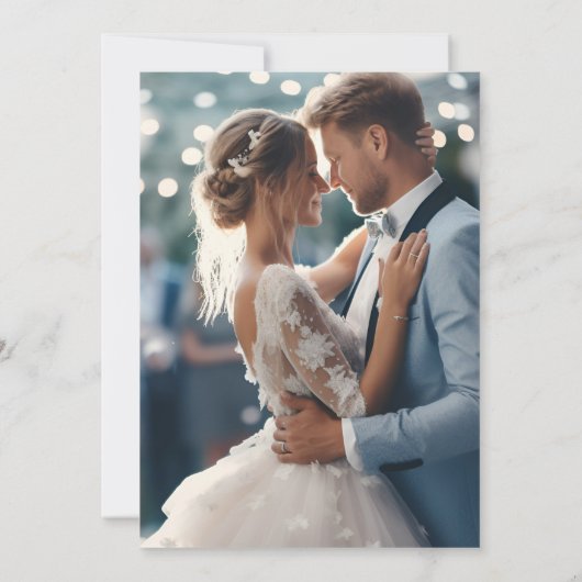 Klassieke Victoriaans Franse Blauwe Bloemen Trouwf Bedankkaart (Achterkant)