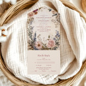 Klassieke Victoriaans Royal Floral bruiloft All In One Uitnodiging