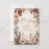 Klassieke Victoriaans Royal Floral bruiloft RSVP Kaartje (Voorkant)
