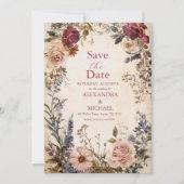 Klassieke Victoriaans Royal Floral bruiloft Save The Date (Voorkant)