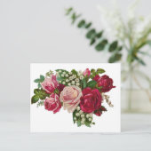 Klassieke Victoriaans Rozen Lily van de Valley Rom Briefkaart (Staand voorkant)