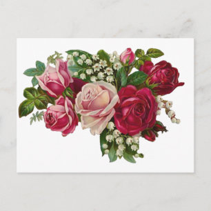 Klassieke Victoriaans Rozen Lily van de Valley Rom Briefkaart