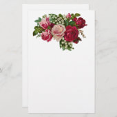 Klassieke Victoriaans Rozen Lily van de Valley Rom Briefpapier (Voorkant / Achterkant)