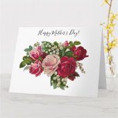 Klassieke Victoriaans Rozen Lily van de Valley Rom Kaart (Gele Bloem)