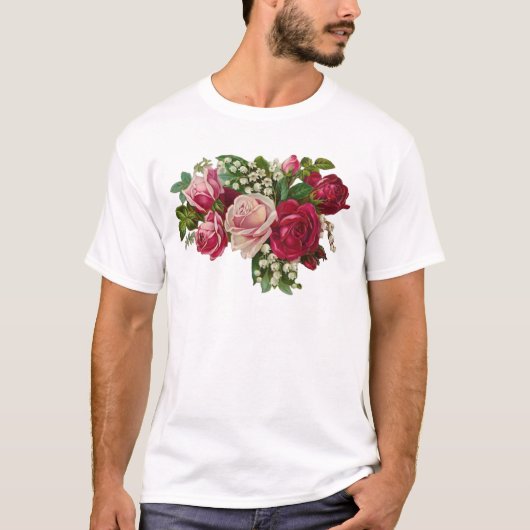 Klassieke Victoriaans Rozen Lily van de Valley Rom T-shirt (Voorkant)