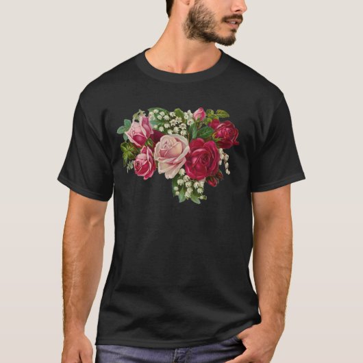 Klassieke Victoriaans Rozen Lily van de Valley Rom T-shirt (Voorkant)