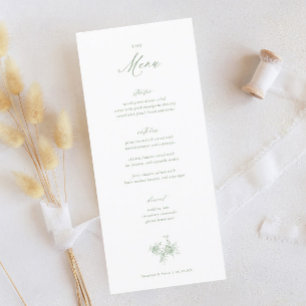Klassieke Victoriaans Sage Green Toile Wedding Menu
