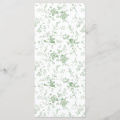 Klassieke Victoriaans Sage Green Toile Wedding Menu (Achterkant)