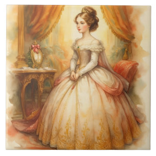 Klassieke ,Victoriaans stijl, mooie prinses Tegeltje