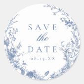 Klassieke Victoriaanse Franse Trouw Save The Date Ronde Sticker (Voorkant)