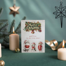 Klassieke Victoriaanse Kerstman Kat Kerstkaart