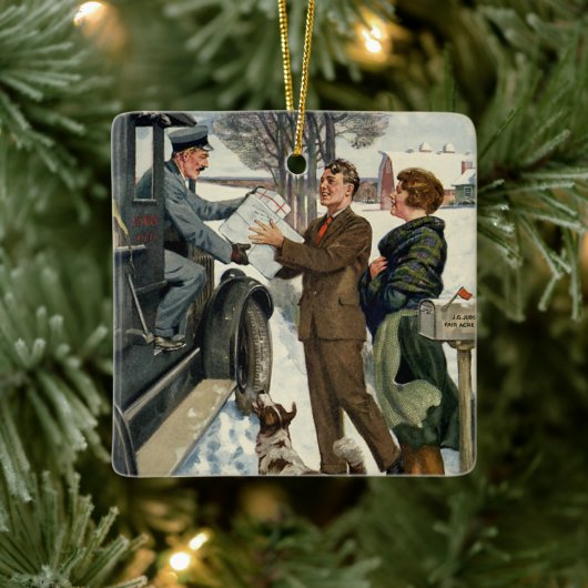 Klassieke Victoriaanse Kerstman Postbode Levering Keramisch Ornament (Boom)