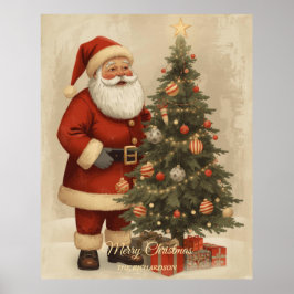Klassieke Victoriaanse Kerstman | Rustieke Vintage Poster