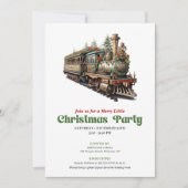 Klassieke Victoriaanse kersttreinfeest uitnodiging (Voorkant)