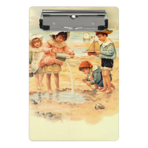 Klassieke Victoriaanse Kinderen Aan Het Strand Fij Mini Klembord