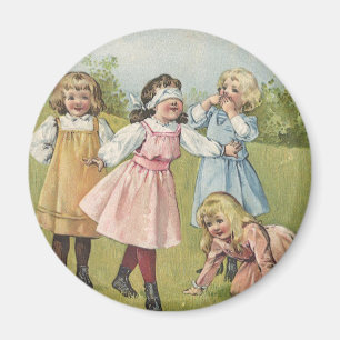 Klassieke Victoriaanse Kinderen Spelen Blindemanne Magneet