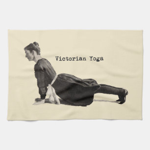 Klassieke Victoriaanse Yoga Vrouw Omhoogkijkende H Theedoek