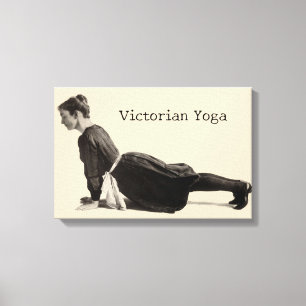 Klassieke Victoriaanse Yoga Vrouw Opwaartse Hond H Canvas Afdruk