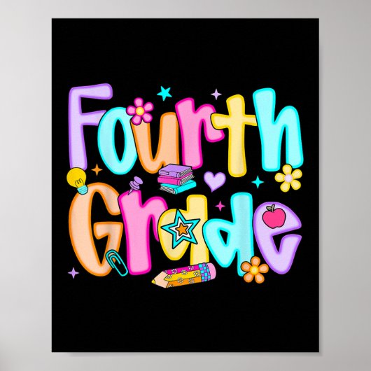 Klassieke vierde klas terug naar school 4e klas on poster (Voorkant)