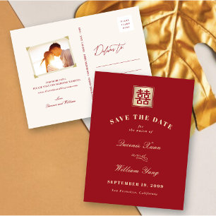 Klassieke vierkant dubbel Xi Chinees sparen de dat Aankondigingskaart