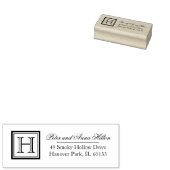 Klassieke Vierkante Monogram Adresstempel Rubberstempel (Gestempeld)